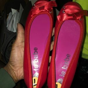 Le babe all red flats women shoes
